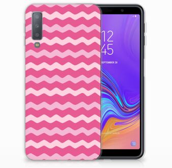 B2Ctelecom Samsung Galaxy A7 (2018) Bumper Hoesje Waves Pink