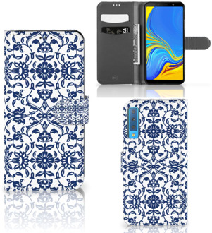 B2Ctelecom Samsung Galaxy A7 (2018) Flip Hoesje Flower Blue