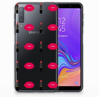 B2Ctelecom Samsung Galaxy A7 (2018) Siliconen Back Cover Design Lipstick Kiss