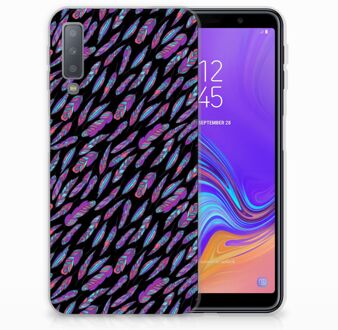 B2Ctelecom Samsung Galaxy A7 (2018) Siliconen Hoesje Design Feathers Color