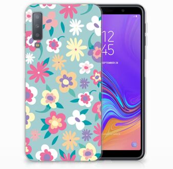 B2Ctelecom Samsung Galaxy A7 (2018) Siliconen Hoesje Design Flower Power