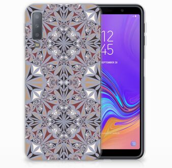 B2Ctelecom Samsung Galaxy A7 (2018) Siliconen Hoesje Design Flower Tiles