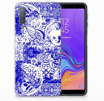 B2Ctelecom Samsung Galaxy A7 (2018) TPU Hoesje Angel Skull Blue