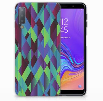 B2Ctelecom Samsung Galaxy A7 (2018) TPU Hoesje Design Abstract Green Blue