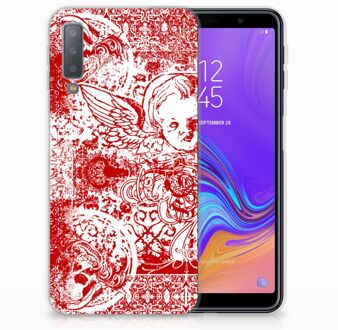 B2Ctelecom Samsung Galaxy A7 (2018) TPU Hoesje Design Angel Skull Red