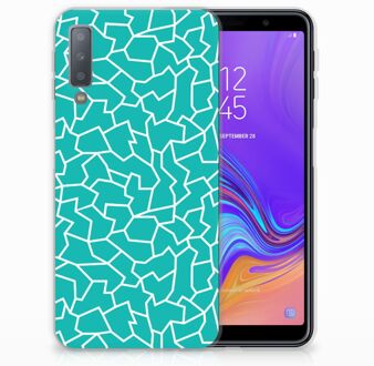 B2Ctelecom Samsung Galaxy A7 (2018) TPU Hoesje Design Cracks Blue