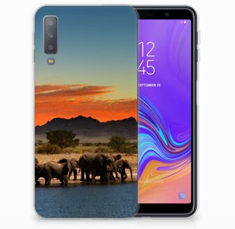 B2Ctelecom Samsung Galaxy A7 (2018) TPU Hoesje Design Olifanten