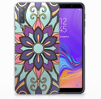 B2Ctelecom Samsung Galaxy A7 (2018) TPU Hoesje Design Purple Flower