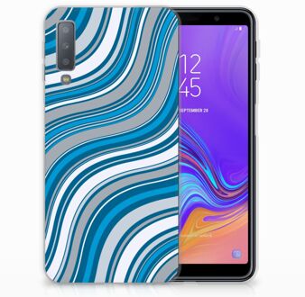 B2Ctelecom Samsung Galaxy A7 (2018) TPU Hoesje Design Waves Blue