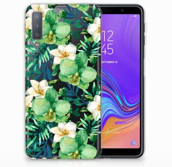 B2Ctelecom Samsung Galaxy A7 (2018) TPU Hoesje Orchidee Groen