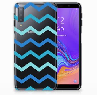 B2Ctelecom Samsung Galaxy A7 (2018) TPU Hoesje Zigzag Blauw