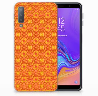 B2Ctelecom Samsung Galaxy A7 (2018) TPU Siliconen Hoesje Design Batik Orange