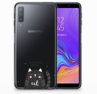 B2Ctelecom Samsung Galaxy A7 (2018) TPU Siliconen Hoesje Design Cat Good Day