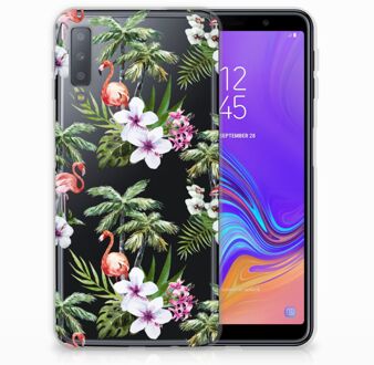 B2Ctelecom Samsung Galaxy A7 (2018) TPU-siliconen Hoesje Design Flamingo Palms