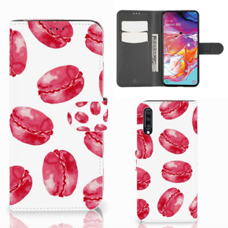 B2Ctelecom Samsung Galaxy A70 Book Cover Pink Macarons