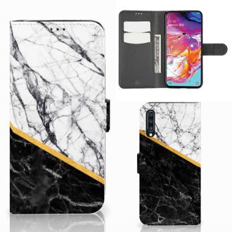 B2Ctelecom Samsung Galaxy A70 Bookcase Marble White Black