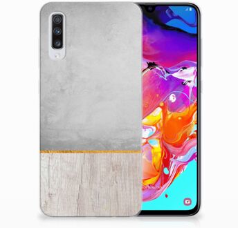 B2Ctelecom Samsung Galaxy A70 Bumper Hoesje Wood Concrete