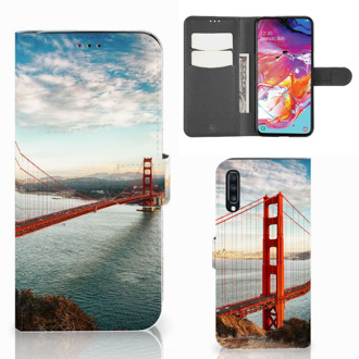 B2Ctelecom Samsung Galaxy A70 Flip Cover Golden Gate Bridge