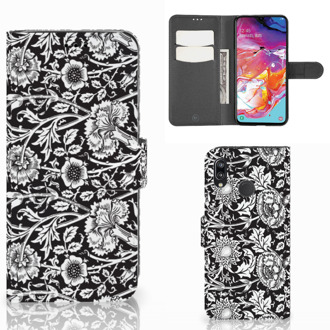 B2Ctelecom Samsung Galaxy A70 Hoesje Black Flowers