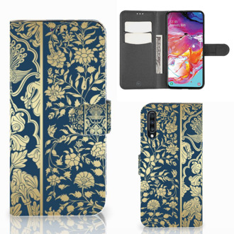 B2Ctelecom Samsung Galaxy A70 Hoesje Golden Flowers