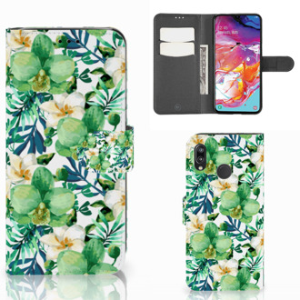 B2Ctelecom Samsung Galaxy A70 Hoesje Orchidee Groen