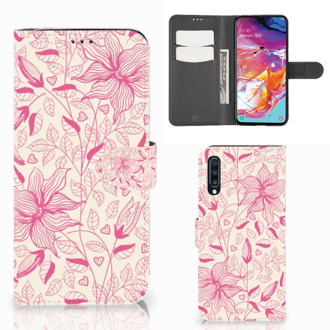 B2Ctelecom Samsung Galaxy A70 Hoesje Pink Flowers