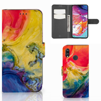 B2Ctelecom Samsung Galaxy A70 Hoesje Watercolor Dark