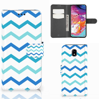 B2Ctelecom Samsung Galaxy A70 Telefoon Hoesje Zigzag Blauw