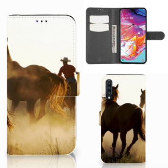 B2Ctelecom Samsung Galaxy A70 Telefoonhoesje met Pasjes Design Cowboy