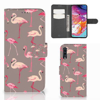 B2Ctelecom Samsung Galaxy A70 Telefoonhoesje met Pasjes Flamingo