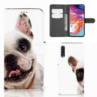 B2Ctelecom Samsung Galaxy A70 Telefoonhoesje met Pasjes Franse Bulldog