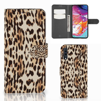 B2Ctelecom Samsung Galaxy A70 Telefoonhoesje met Pasjes Leopard