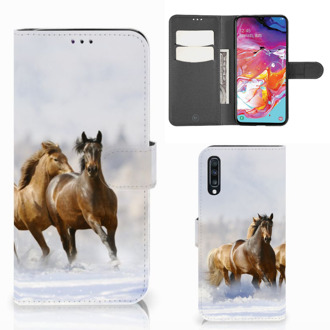 B2Ctelecom Samsung Galaxy A70 Telefoonhoesje met Pasjes Paarden