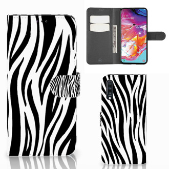 B2Ctelecom Samsung Galaxy A70 Telefoonhoesje met Pasjes Zebra