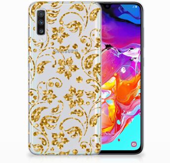 B2Ctelecom Samsung Galaxy A70 TPU Backcover Design Gouden Bloemen