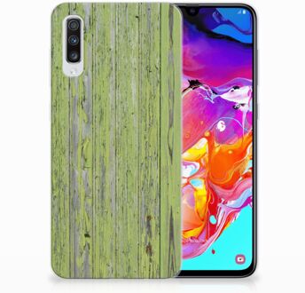 B2Ctelecom Samsung Galaxy A70 TPU Backcover Design Green Wood