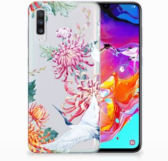 B2Ctelecom Samsung Galaxy A70 TPU-siliconen Hoesje Bird Flowers