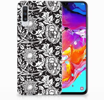 B2Ctelecom Samsung Galaxy A70 TPU-siliconen Hoesje Black Flowers