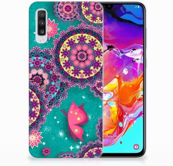 B2Ctelecom Samsung Galaxy A70 TPU-siliconen Hoesje Cirkels en Vlinders