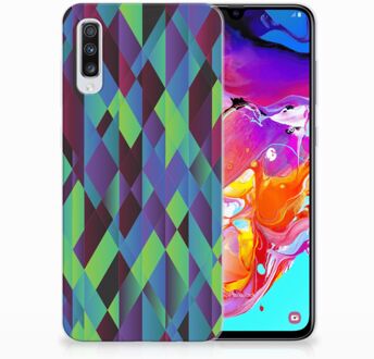 B2Ctelecom Samsung Galaxy A70 TPU Siliconen Hoesje Design Abstract Green Blue