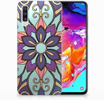 B2Ctelecom Samsung Galaxy A70 TPU Siliconen Hoesje Design Purple Flower