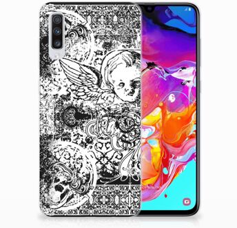 B2Ctelecom Samsung Galaxy A70 TPU Siliconen Hoesje Design Skulls Angel