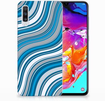 B2Ctelecom Samsung Galaxy A70 TPU Siliconen Hoesje Design Waves Blue