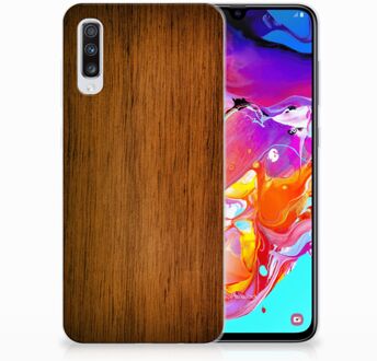 B2Ctelecom Samsung Galaxy A70 TPU-siliconen Hoesje Donker Hout