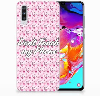 B2Ctelecom Samsung Galaxy A70 TPU-siliconen Hoesje Flowers Pink DTMP