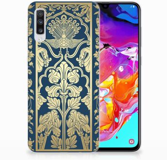 B2Ctelecom Samsung Galaxy A70 TPU-siliconen Hoesje Golden Flowers