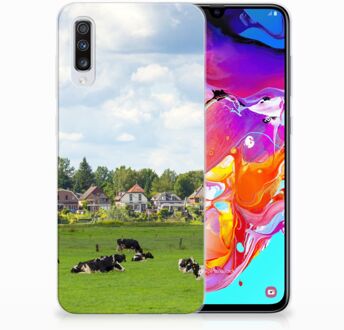 B2Ctelecom Samsung Galaxy A70 TPU-siliconen Hoesje Koeien