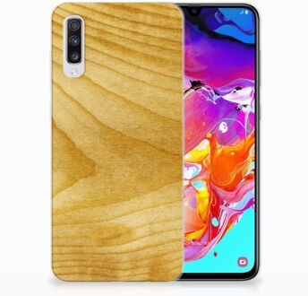 B2Ctelecom Samsung Galaxy A70 TPU-siliconen Hoesje Licht Hout