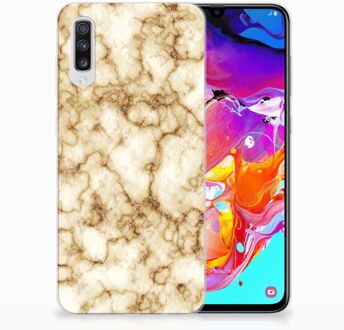 B2Ctelecom Samsung Galaxy A70 TPU-siliconen Hoesje Marmer Goud