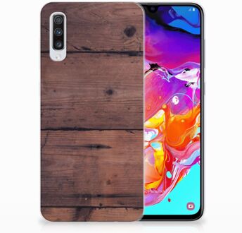 B2Ctelecom Samsung Galaxy A70 TPU-siliconen Hoesje Old Wood